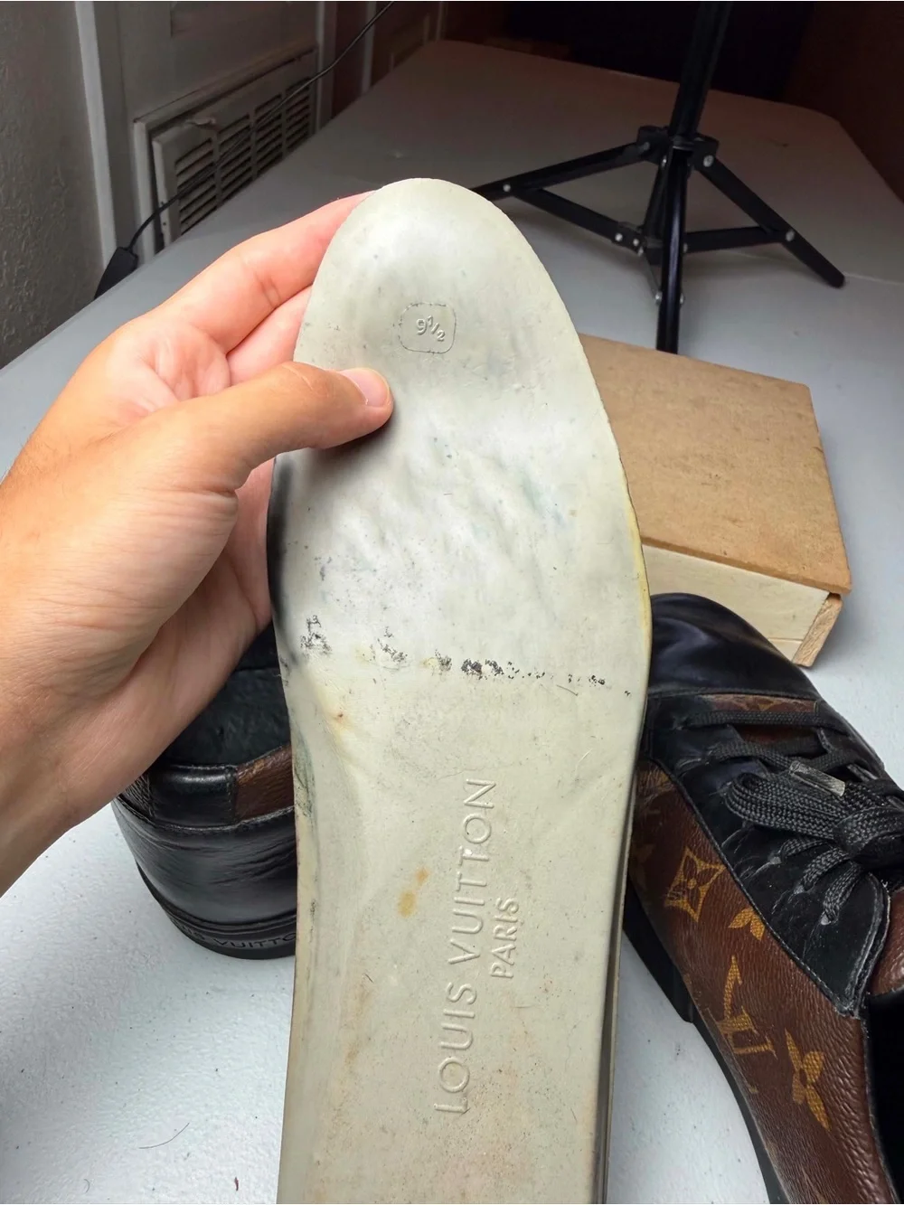 Damage Louis Vuitton Match-Up Sneaker Monogram Brown Sz 10 UK / 11 US CRACKED